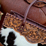 Ranchin' Tooled Brown Cowhide Handbag
