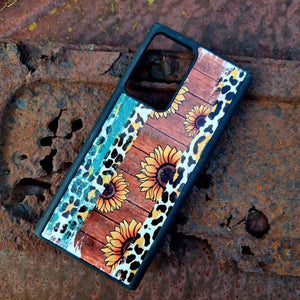 Leopard, Wood & Sunflowers Phone Cover