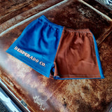 High Waist Turquoise & Rust Footy Shorts