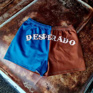High Waist Turquoise & Rust Footy Shorts