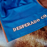 High Waist Turquoise & Rust Footy Shorts