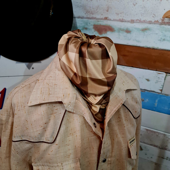 Tan Gingham Neck Gaiter/Balaclava/Mask/Infinity UV Proof Scarf