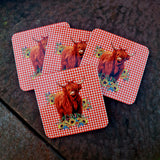 Gingham Highland 4pc Coaster Set