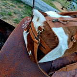 Genuine Cowhide Overnight Travel Bag Tan 2