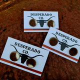 Cowhide 20mm Button Stud Earrings