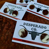 Cowhide 20mm Button Stud Earrings