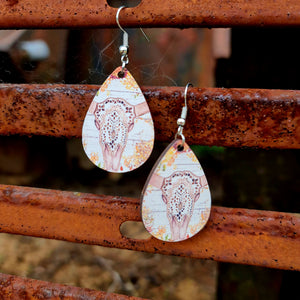 Fancy Skull Teardrop Hook Earrings