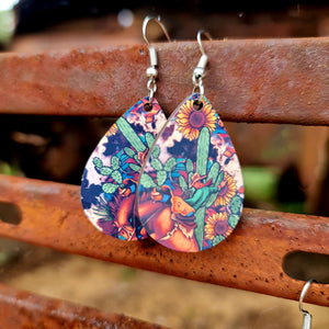 Cactus Cowboy Teardrop Hook Earrings