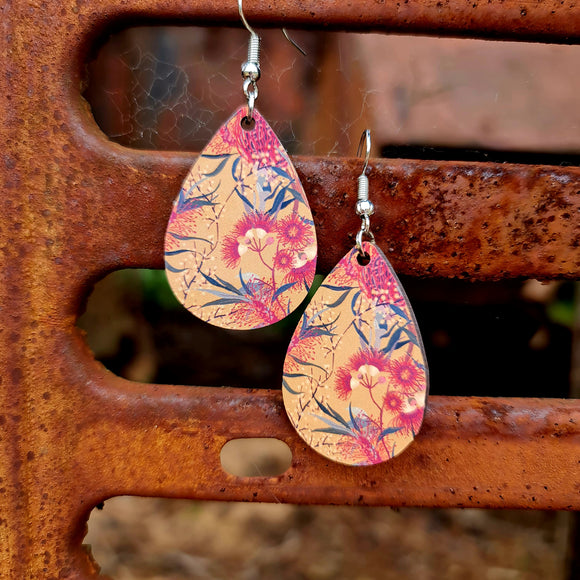 Aussie Wattle Teardrop Hook Earrings