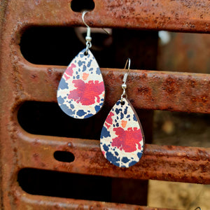 Cow Print Teardrop Hook Earrings