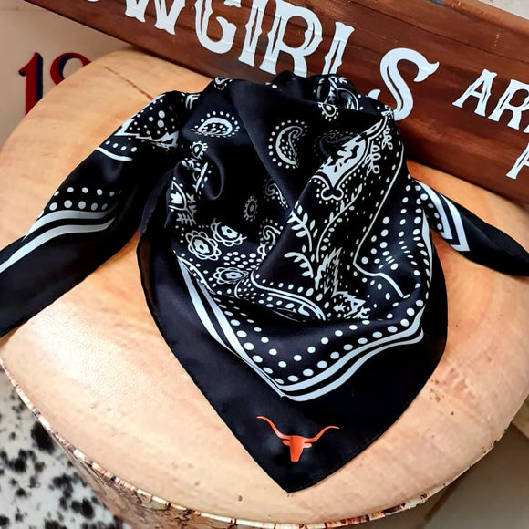Desperado Co.  Satin Paisley Wild Rag Bandana Black