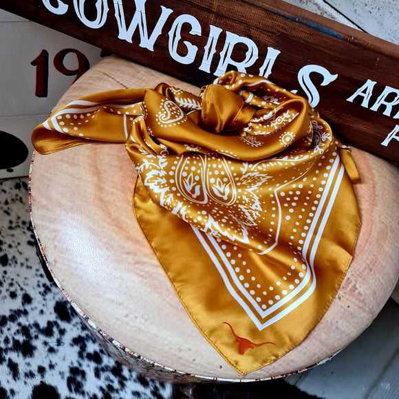 Desperado Co.  Satin Paisley Wild Rag Bandana Gold