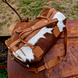 Genuine Cowhide Overnight Travel Bag Tan 1