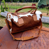 Genuine Cowhide Overnight Travel Bag Tan 1