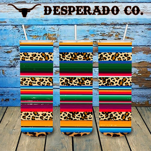 Leopard Serape 20oz Stainless Tumbler Cup & Straw