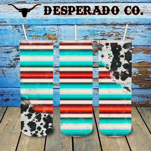 Serape & Cowhide 20oz Stainless Tumbler Cup & Straw